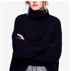 Free People Fluffy Fox Sweater in Black